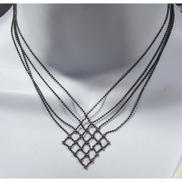 Jewelry - Pastel Goth Pink Rhinestone Chain Lattice Necklace
